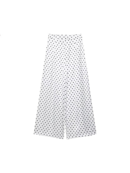 Women's Polka Dot Shirt and High-Waisted Pants Drip Depot