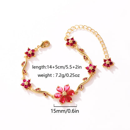 Floral Gold Plated Chain Bracelet