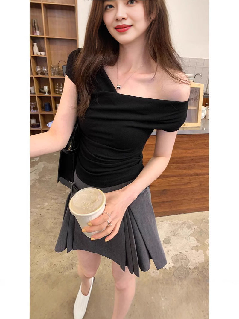 Off-Shoulder Slim-Fit T-Shirt