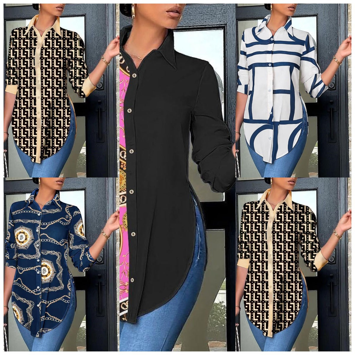 Womens Slim Fit Polo Collar Shirt