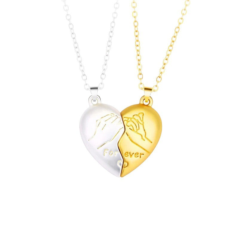Lagou Heart-Shaped Couple Necklace with Magnetic Pendant